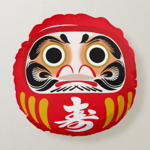 Daruma-Puppe (traditioneller japanischer viel Glüc Rundes Kissen