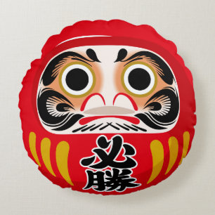 Daruma-Puppe (traditioneller japanischer viel Glüc Rundes Kissen