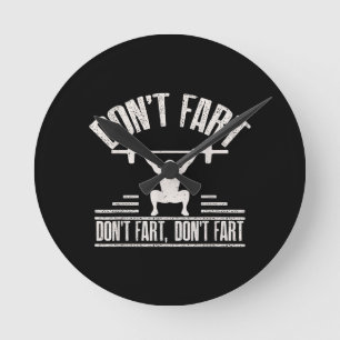 darunter Fart Funny Ness Gym Workout Weights Squat Runde Wanduhr