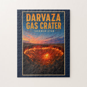 Darvaza-Gaskrater Turkmenistan Illustration Retro