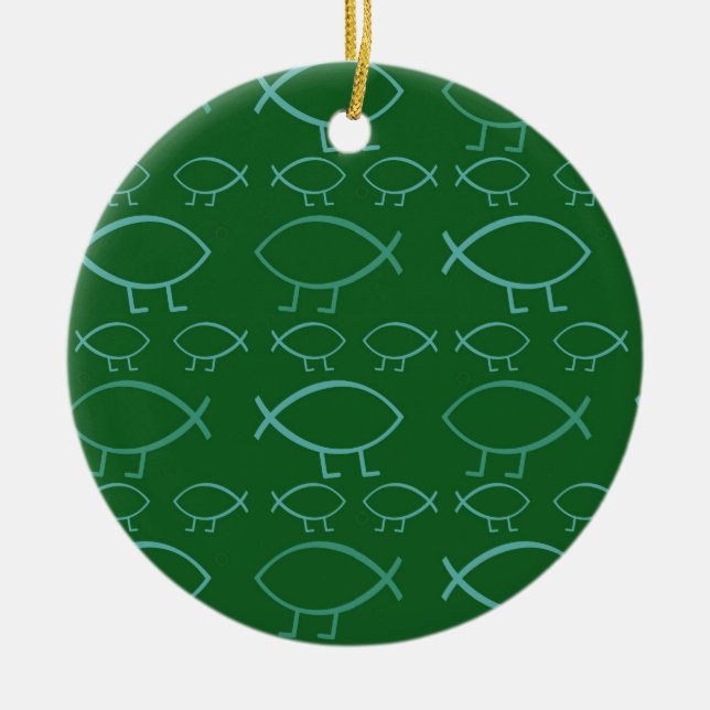 Darwin-Fische Keramik Ornament (Vorne)