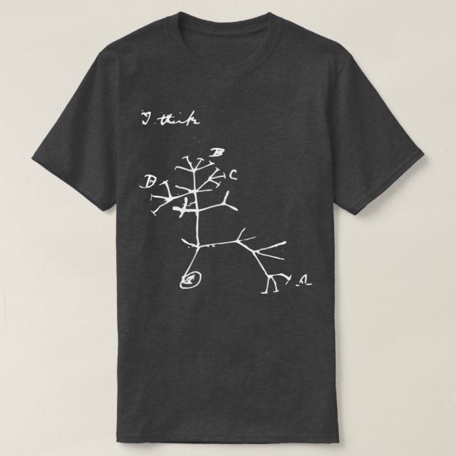Darwin Ich denke, Tree White T-Shirt (Design vorne)
