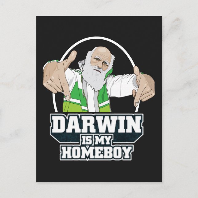 Darwin ist meine Hausfrau (Vollfarbe) Postkarte (Vorderseite)