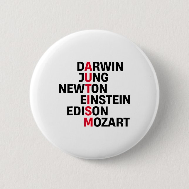 Darwin Jung Newton Einstein Edison Mozart Autism A Button (Vorderseite)