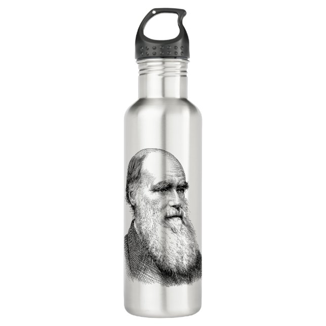 Darwin Portrait Evolution / Charles Darwin Edelstahlflasche (Vorderseite)