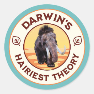 Darwins hellste Theorie Niedlich Wooly Mammoth Runder Aufkleber