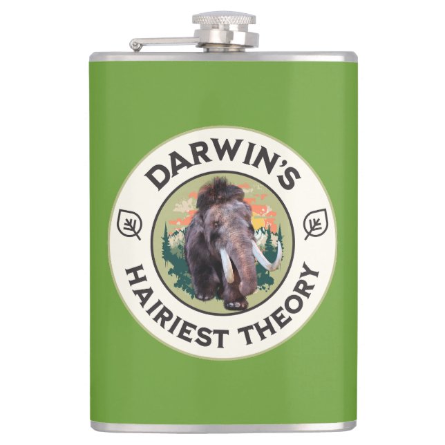 Darwins hellste Theorie Wooly Mammoth Flachmann (Vorderseite)