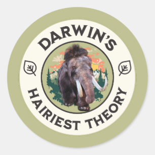 Darwins hellste Theorie Wooly Mammoth Runder Aufkleber