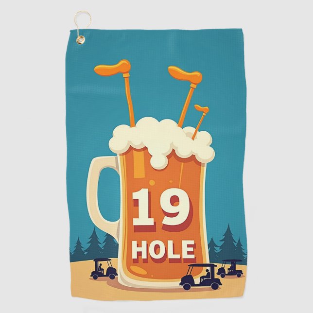 Das 19. Loch: Ein Golfer-Rückzug Golfhandtuch (Vorderseite)
