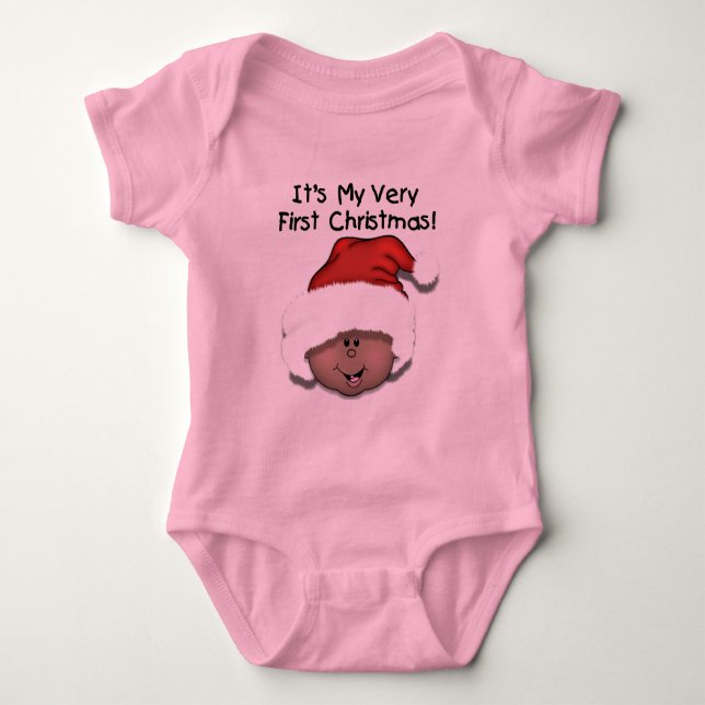 Das 1. Weihnachten des Afroamerikaner-Babys Baby Strampler (Vorderseite)