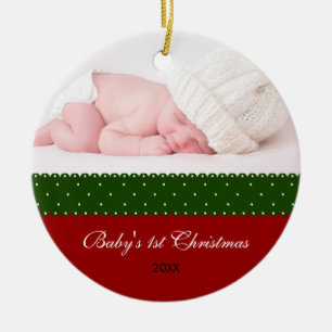 Das 1. Weihnachten des Babys - Band (rot) Keramik Ornament