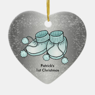 Das 1. Weihnachten des Babys - Herz-geformte Keramikornament