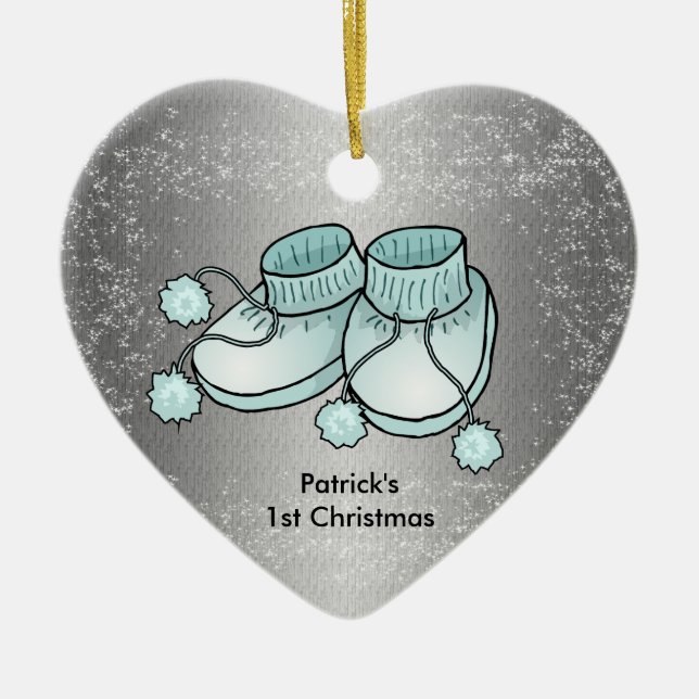 Das 1. Weihnachten des Babys - Herz-geformte Keramikornament (Vorne)