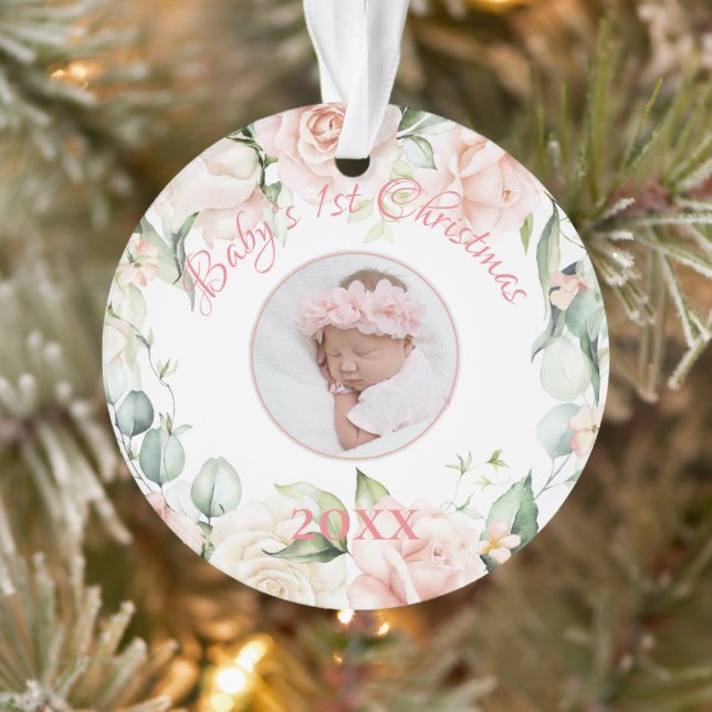 Das 1. Weihnachtsfest des Babys - Rosa Foto Ornament (Baum)
