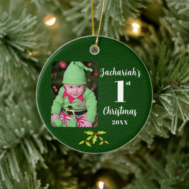Das 1. Weihnachtsgrün-Imitat des Babys Keramik Ornament (Baum)