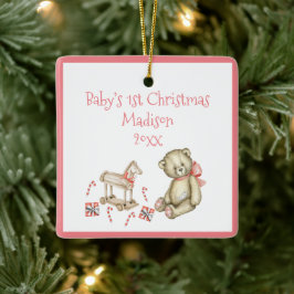 Das 1. Weihnachtskind personalisieren Pink Niedlic Keramikornament
