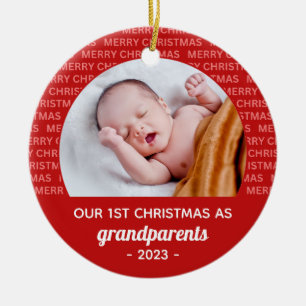 Das 1. Weihnachtsskriptrahmen-Foto von Großeltern Keramik Ornament