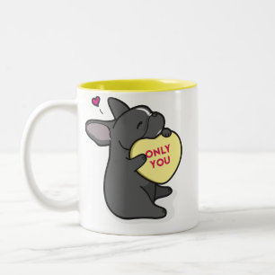Das 2015-French des Valentines Bulldogge-Schwarze Zweifarbige Tasse