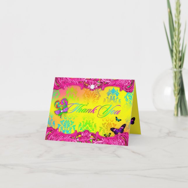 Das 311 Süßigkeits-Märchenland-Rosa-Bonbon 16 Dankeskarte (Vorderseite)