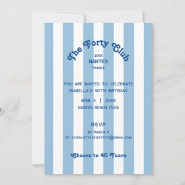 Das 40. Geburtstags-Party des 40. Club Blue Stripe Einladung