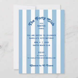 Das 40. Geburtstags-Party des 40. Club Blue Stripe Einladung