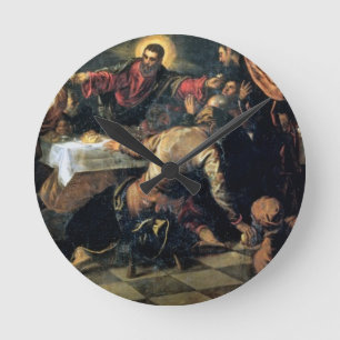 Das Abendessen bei Emmaus (Öl auf Leinwand) Runde Wanduhr