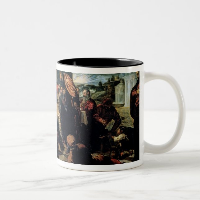 Das Abendessen bei Emmaus (Öl auf Leinwand) Zweifarbige Tasse (Rechts)