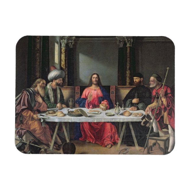 Das Abendessen bei Emmaus (Öl auf Tafel) Magnet (Horizontal)