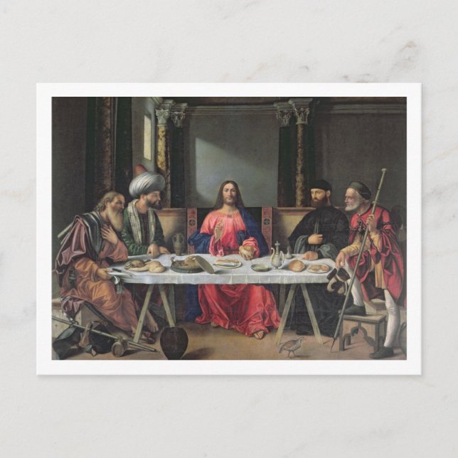 Das Abendessen bei Emmaus (Öl auf Tafel) Postkarte (Vorderseite)