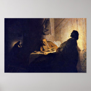 Das Abendessen bei Emmaus. von Rembrandt Van Rijn Poster