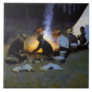 „Das Abendessen des Jägers“ von Frederic Remington Fliese
