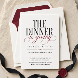 Das Abendessen gibt eine Thanksgiving-Party AF Einladung