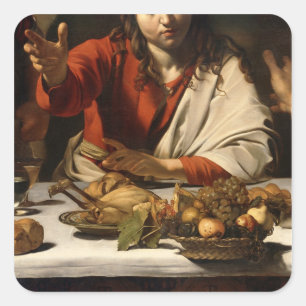 Das Abendessen im Emmaus, 1601 Quadratischer Aufkleber