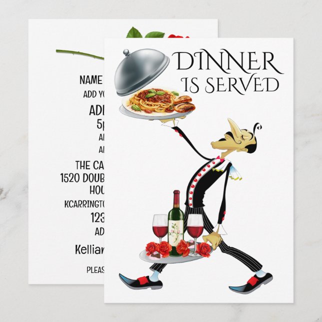 DAS ABENDESSEN WIRD SERVIERT EINLADUNG (Vorne/Hinten)