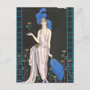 Das Abendkleid 'The Rose' von George Barbier Postkarte