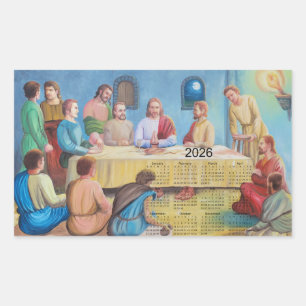 Das Abendmahl-Kalender 2026 Rechteckiger Aufkleber