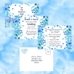 Das Abenteuer Begin Blue Floral gelassen Dreifach Gefaltete Einladung