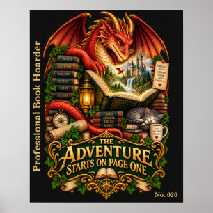 Das Abenteuer beginnt auf Seite Eins Buchdrache Poster