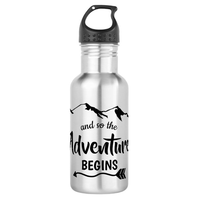 Das Abenteuer beginnt Cool Edelstahlflasche (Vorderseite)