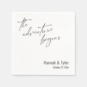Das Abenteuer Beginnt Elegante Hochzeitstypografie Serviette