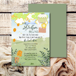 Das Abenteuer beginnt Heißluftballon 1. Kommunion Einladung