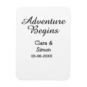 Das Abenteuer beginnt Hochzeitspaar Name Datum ein Magnet