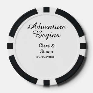Das Abenteuer beginnt Hochzeitspaar Name Datum ein Pokerchips