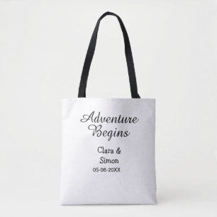 Das Abenteuer beginnt Hochzeitspaar Name Datum ein Tasche