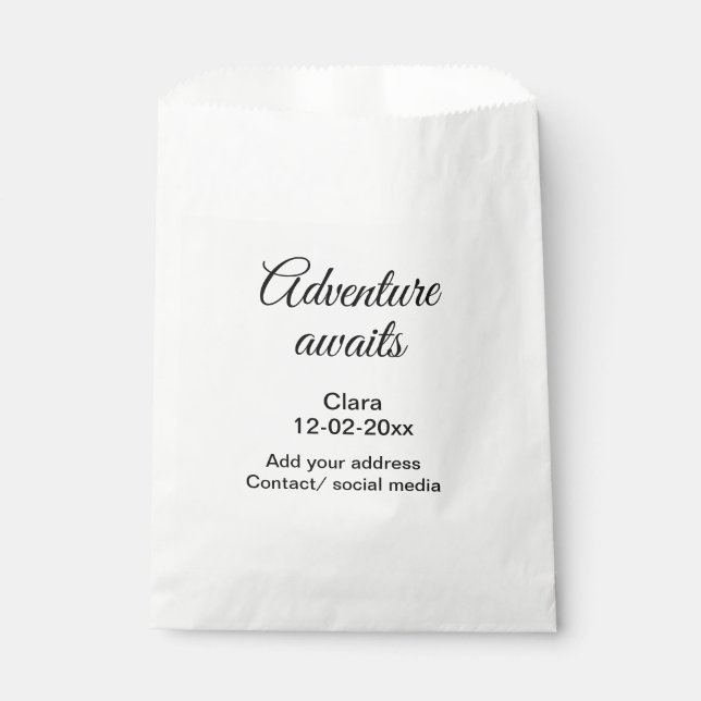 Das Abenteuer beginnt mit dem Hinzufügen des Namen Geschenktütchen (Vorderseite)
