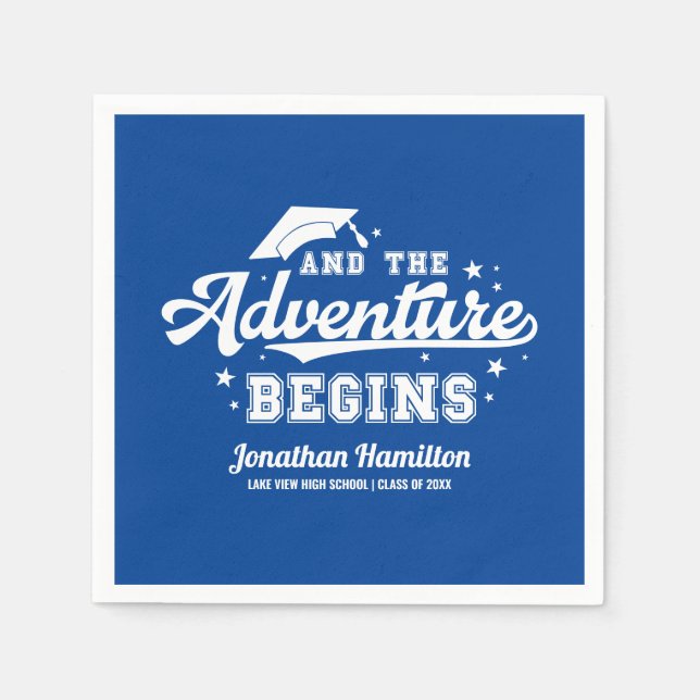Das Abenteuer beginnt mit der Blue Graduation Part Serviette (Vorderseite)