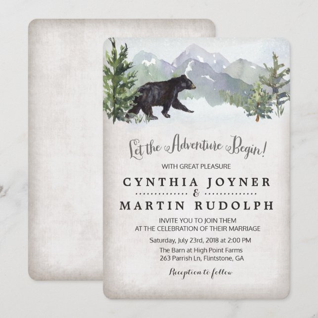 Das Abenteuer beginnt mit der rustikalen Hochzeits Einladung (Vorne/Hinten)