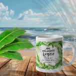 Das Abenteuer beginnt mit tropischen Hochzeitsname Kaffeetasse<br><div class="desc">Tropische Vegetation "The Adventure Begins" Paare Namen und Hochzeitstil Design.</div>