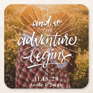 Das Abenteuer beginnt Rechteckiger Pappuntersetzer