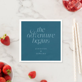 Das Abenteuer Beginnt Teal Moderne Typografie Serviette